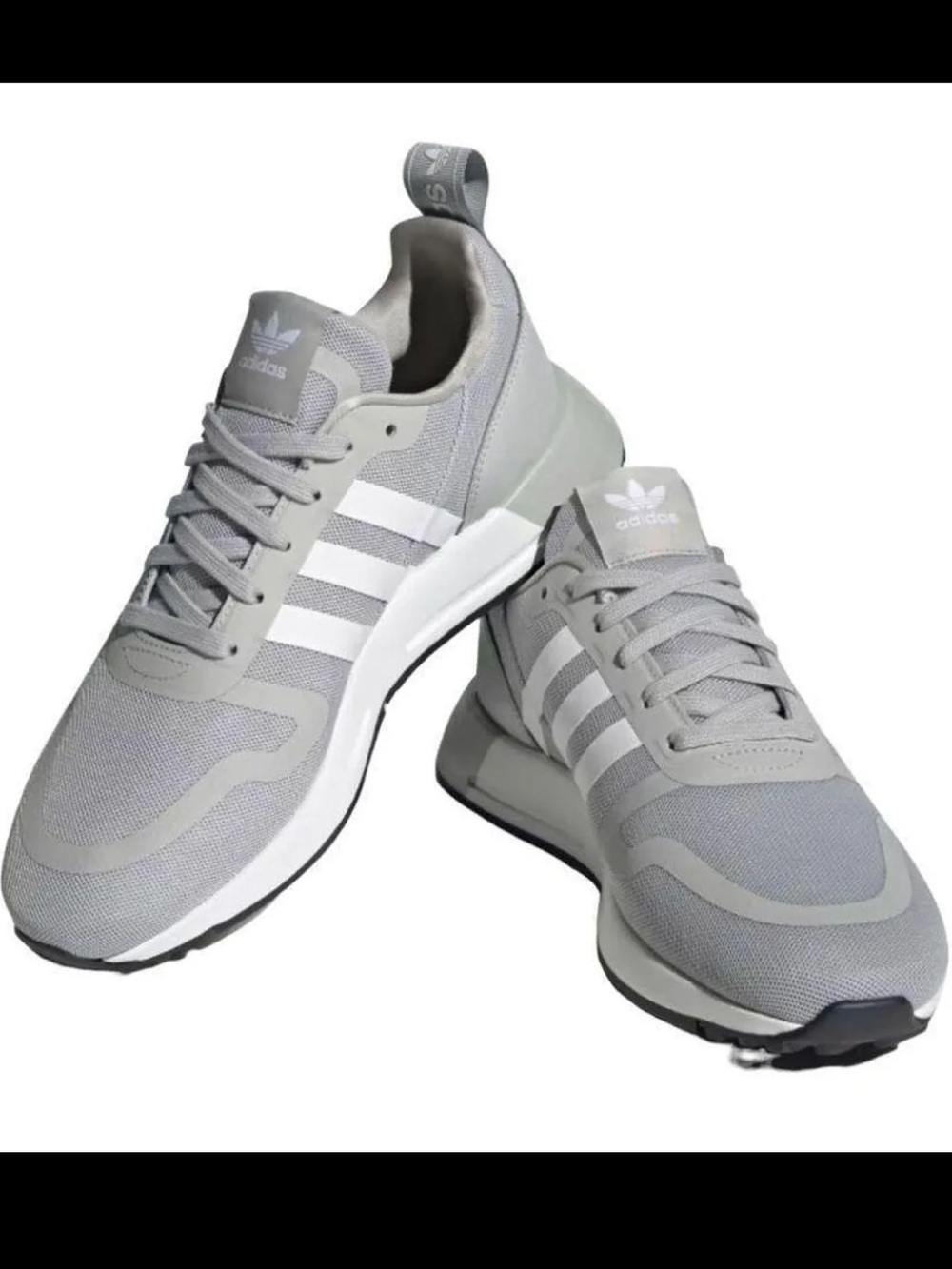 adidas Men’s Light Gray Mesh Sneakers with White Stripes